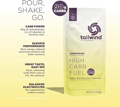 Tailwind Nutrition High Carb Fuel, 90 g High Intensity Carbs Lemon 6 Pack