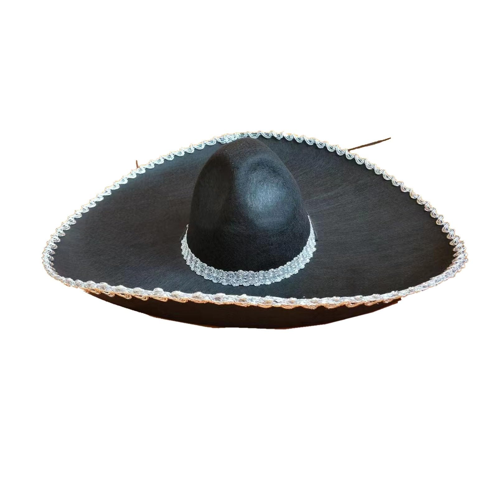 Generic Sombrero de paja mexicano de estilo étnico para hombres y mujeres, artesanía de paja de verano, sombrero grande para el sol para niñas