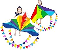 Vista 10 de Large Rainbow Delta Kite for Kids & Adults,Single Line Beach Kite for Kids Ages 4-8 & 8-12,Easy to Fly for Toddlers and Beginners