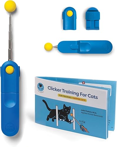 Clicker de entrenamiento para gatos con clicker de dedo desmontable y palo de objetivo, herramienta de entrenamiento de refuerzo positivo para