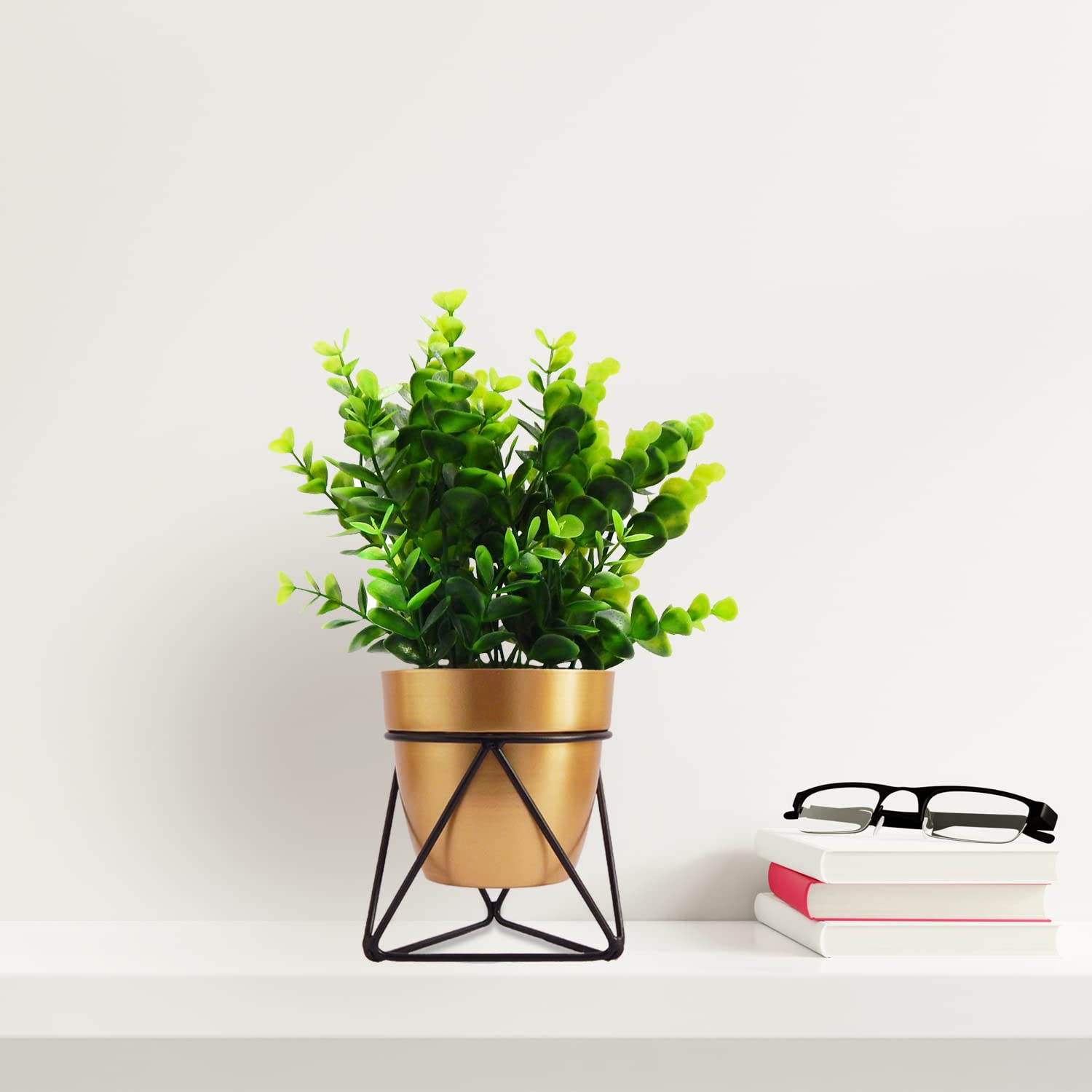 ecofynd Elis White Planter Pot & Stand - Modern Garden Decor -14