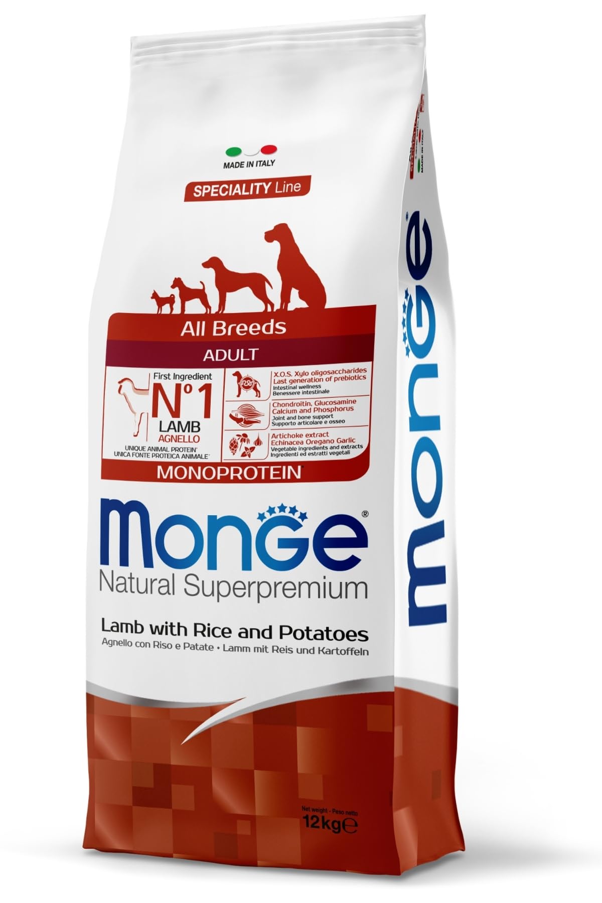 Monge Natural Superpremium Adult Cane Cibo Secco Agnello Riso Patate 12 kg