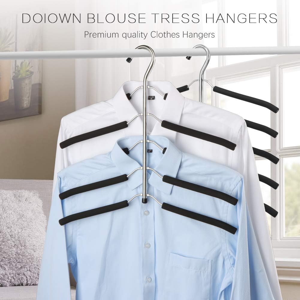 DOIOWN Blouse & Shirt Hangers - Non Slip Space Saving Stainless Steel Closet Organizer (2 Pack) - Image 3