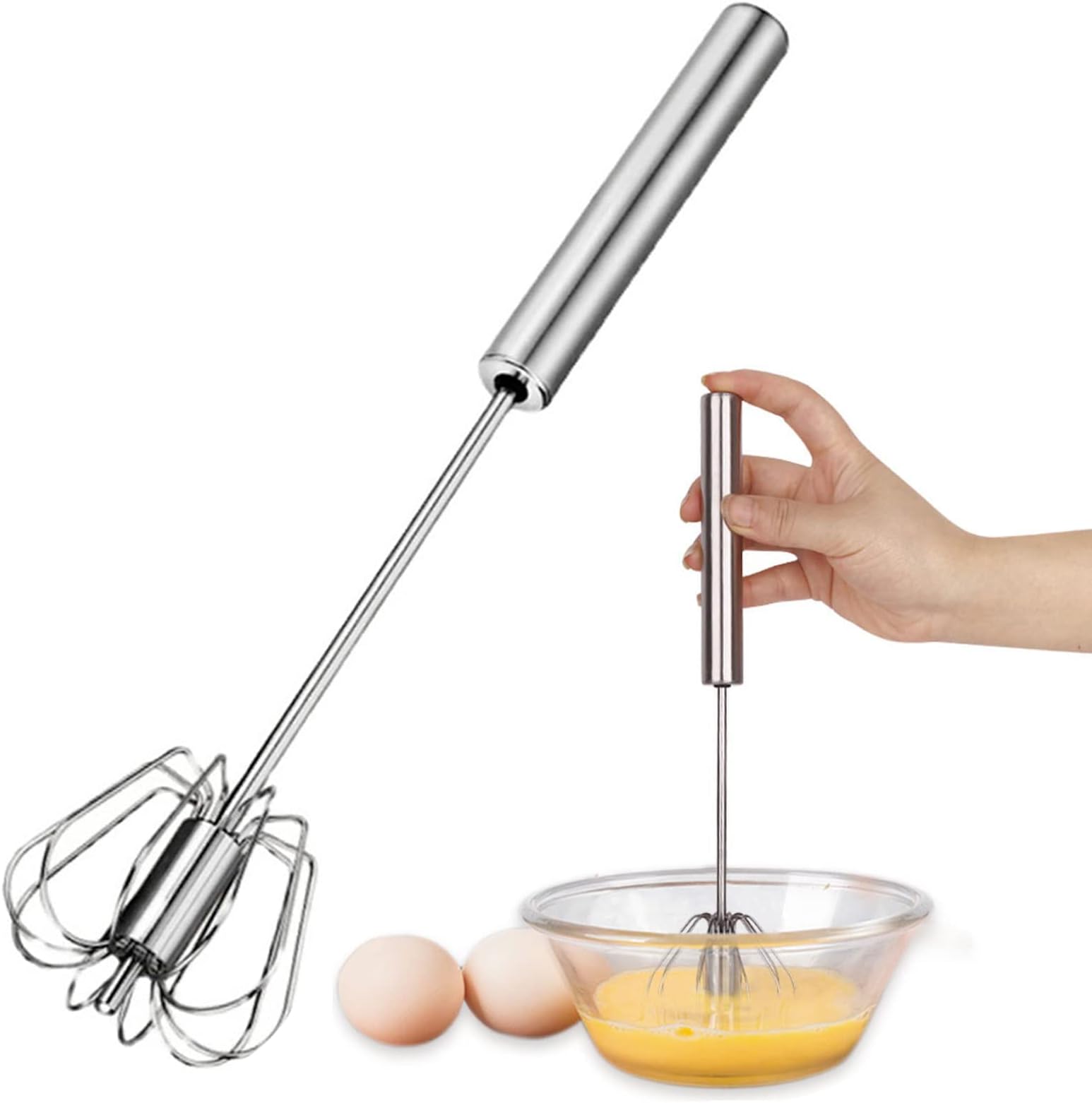Alriedy Halbautomatischer Schneebesen 10 Zoll - Handmixer Ohne Strom Aus Edelstahl