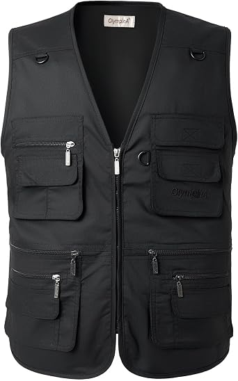 Men's Casual Outdoor Vest Breathable Lightweight Fishing Waistcoat Multi-Pockets Work Safari Travel Photography Gilet Jacket