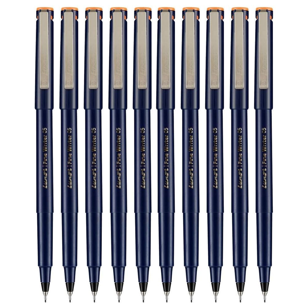 Write05 Fineliner Pens, ORANGE, 0.5m Ultra Fine Tip, Pack of 10, Precise Writing, Write Sign Draw Colour Pens