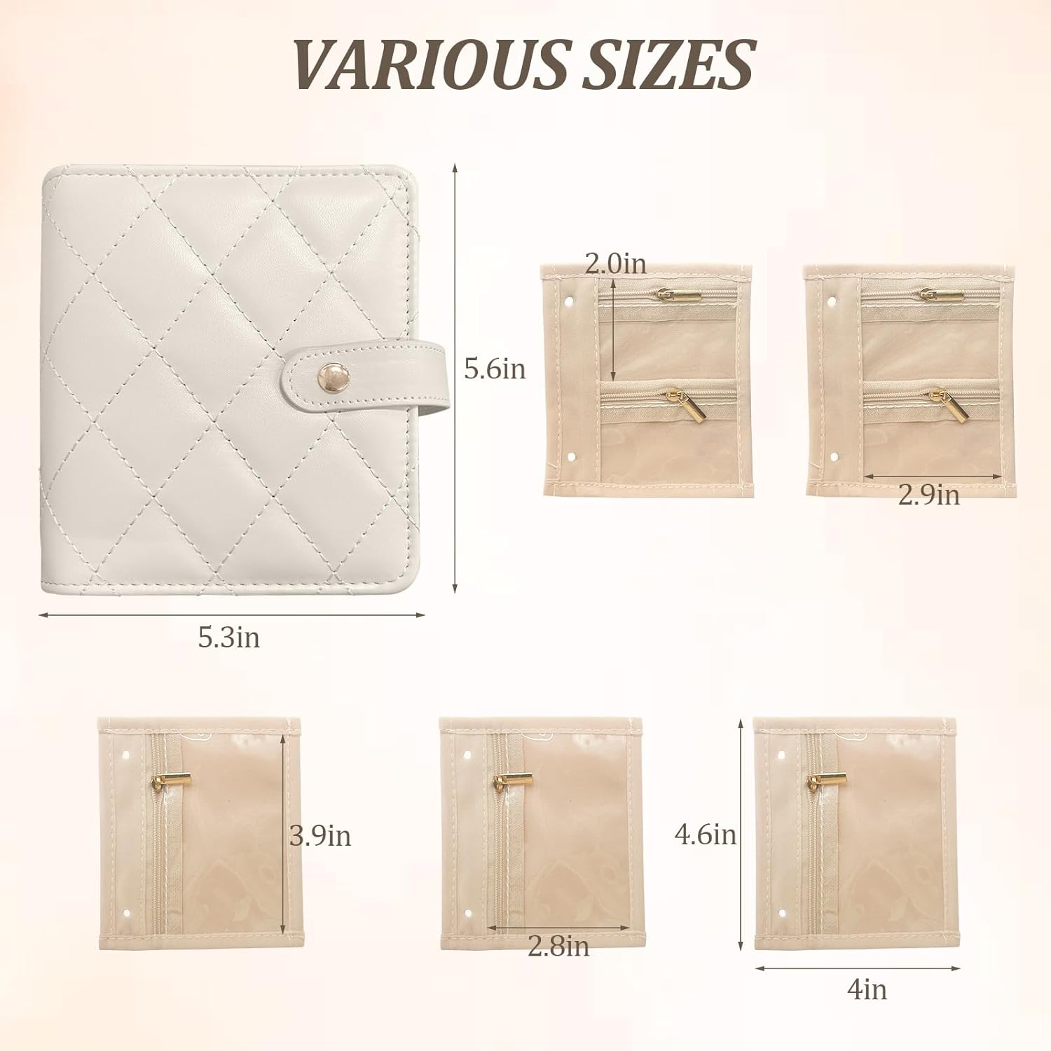 Velvet Travel Jewelry Organizer Book with Zipper Pouches – Anti-Tarnish, Scratch-Proof Jewelry Storage for Rings, Necklaces, Earrings, Bracelets – Portable Soft Case for Women (White) - Image 2