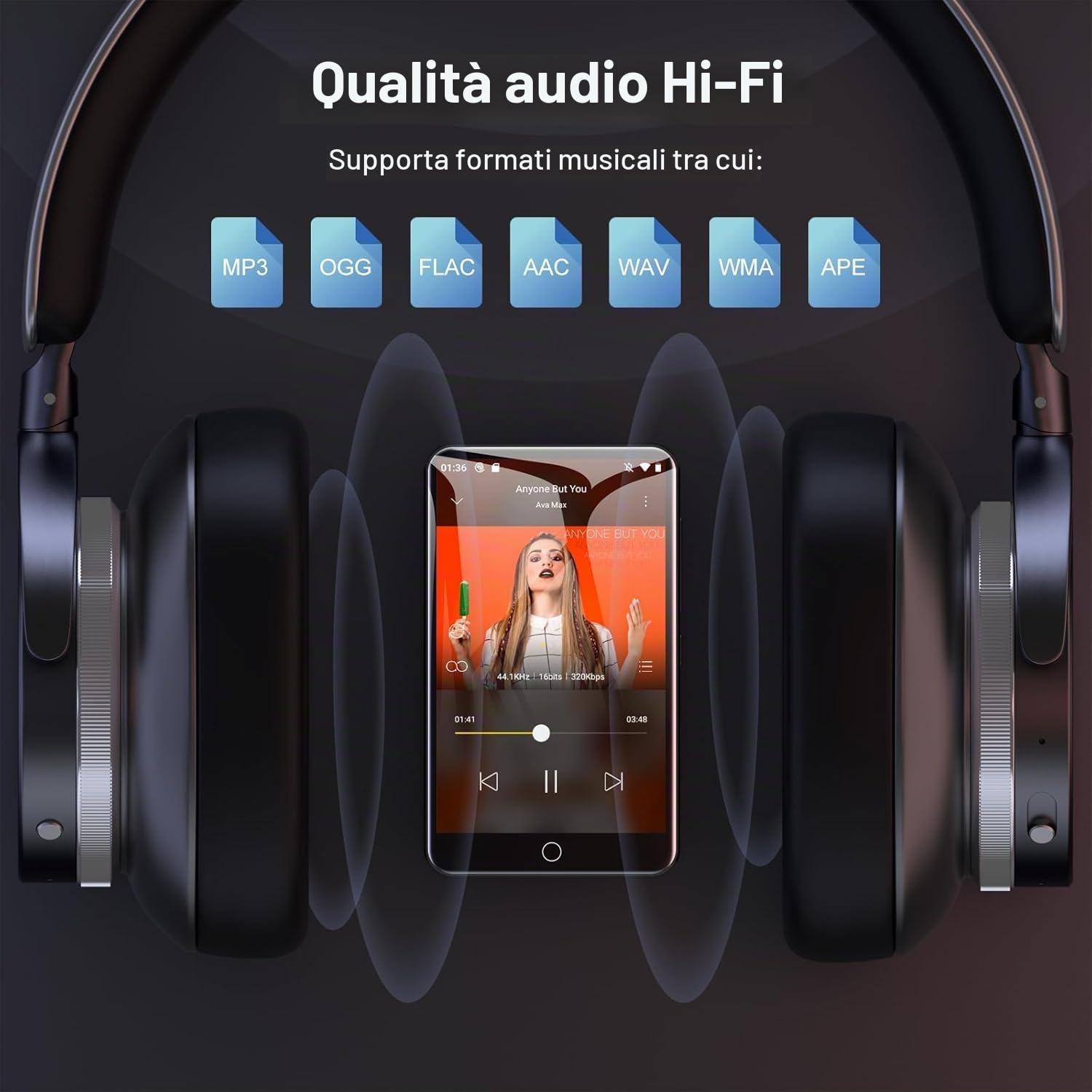 Lettore MP3 da 80GB Bluetooth e WLAN, Lettore MP3 con schermo touch HD da 4 pollici Spotify con altoparlante, Lettore musicale Diofox Android MP3 MP4 per bambini, Audible, Amazon Music, Deezer