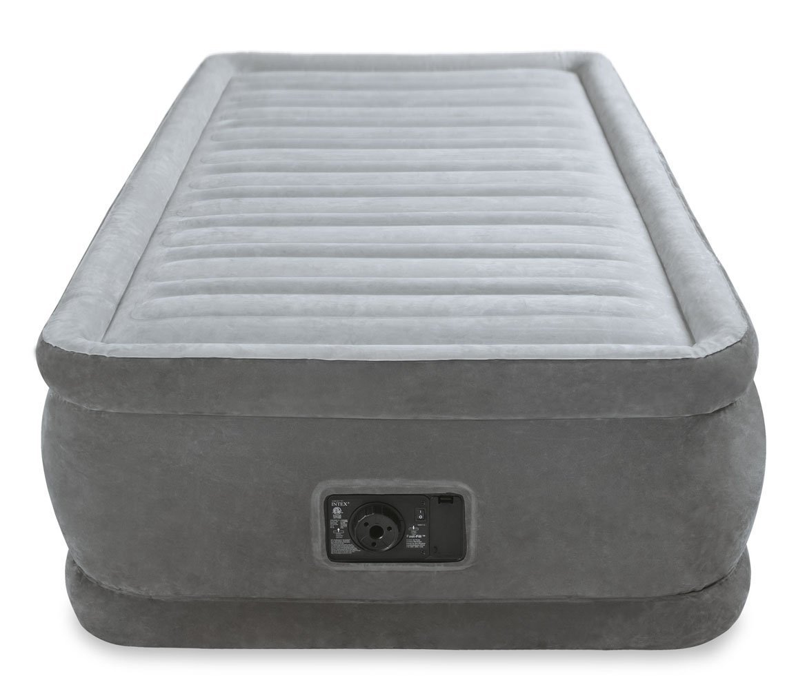 Intex 64412 Materasso Classic Comfort Plush Elevated Dura Beam, Tecnologia Fiber Tech Singolo 715, Tinta Unita, Colore Grigio, 99 x 191 x 46 cm