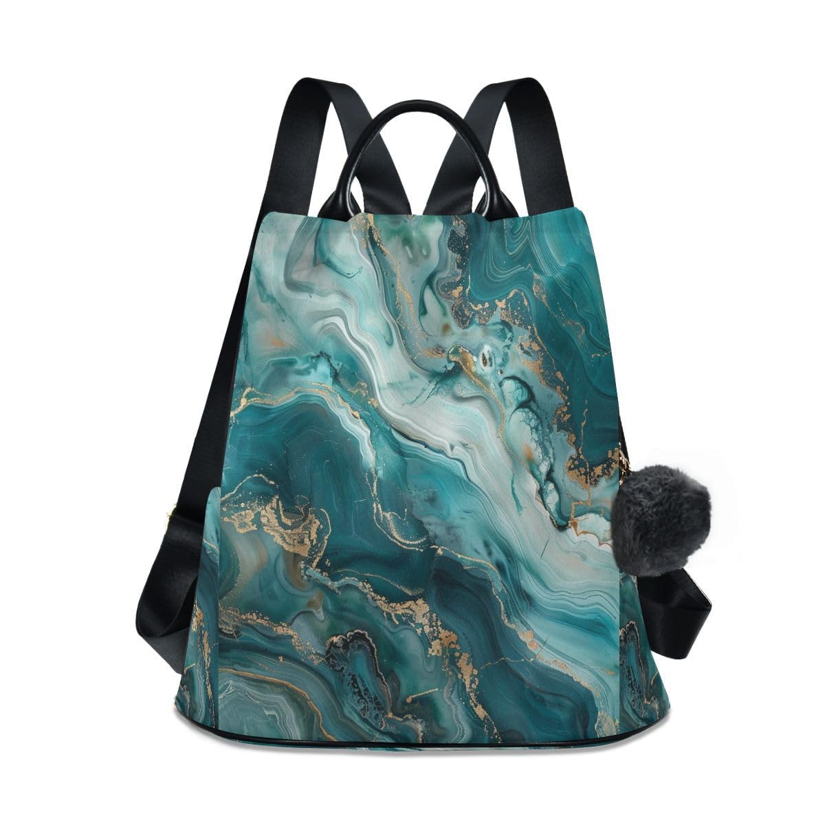 ALAZA Teal Blue Marble Trips Hiking Camping Rucksack Pack for Women