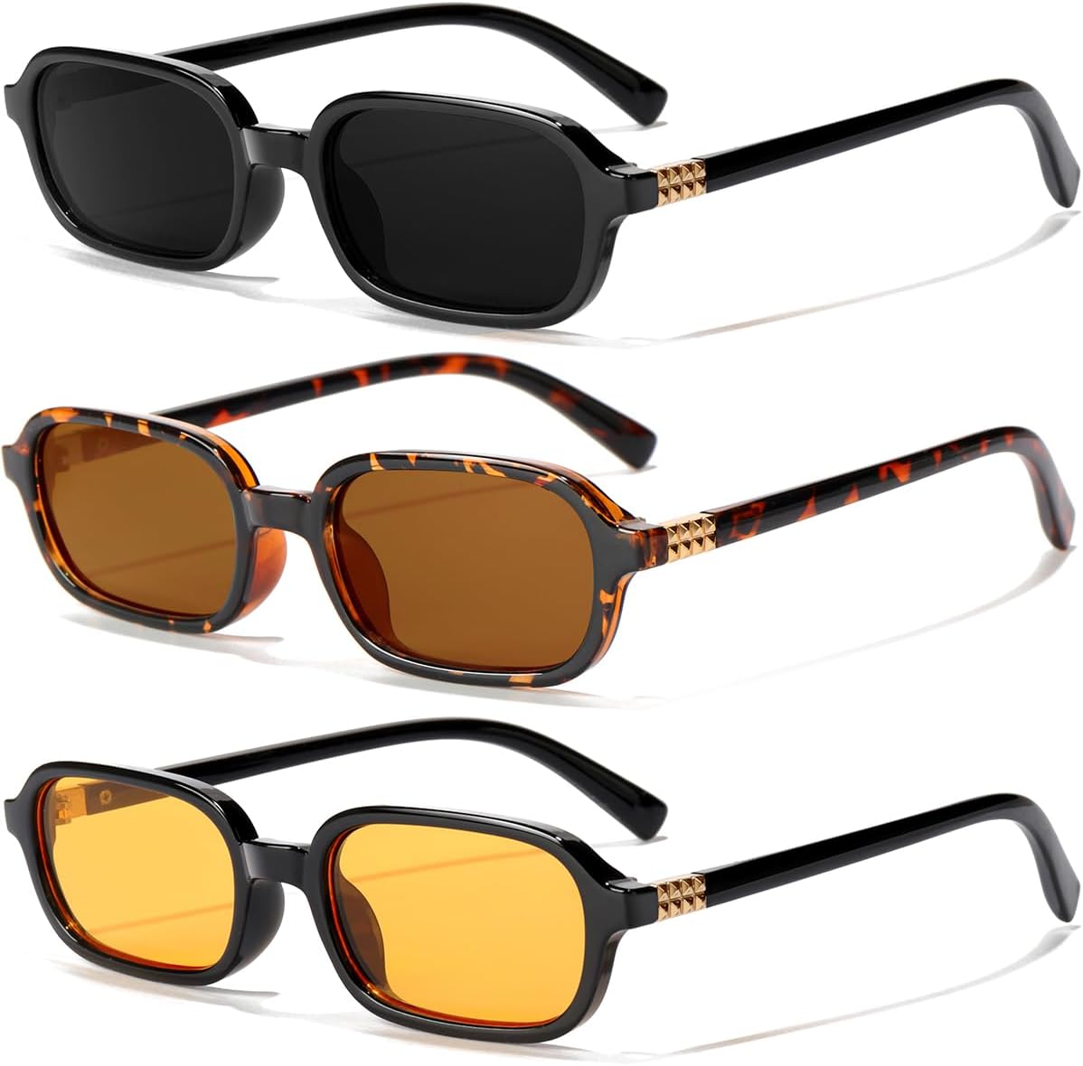 GFUIARA Rectangle Retro Sunglasses for Women Men Trendy Small Square Frame 90s Style Sunnies