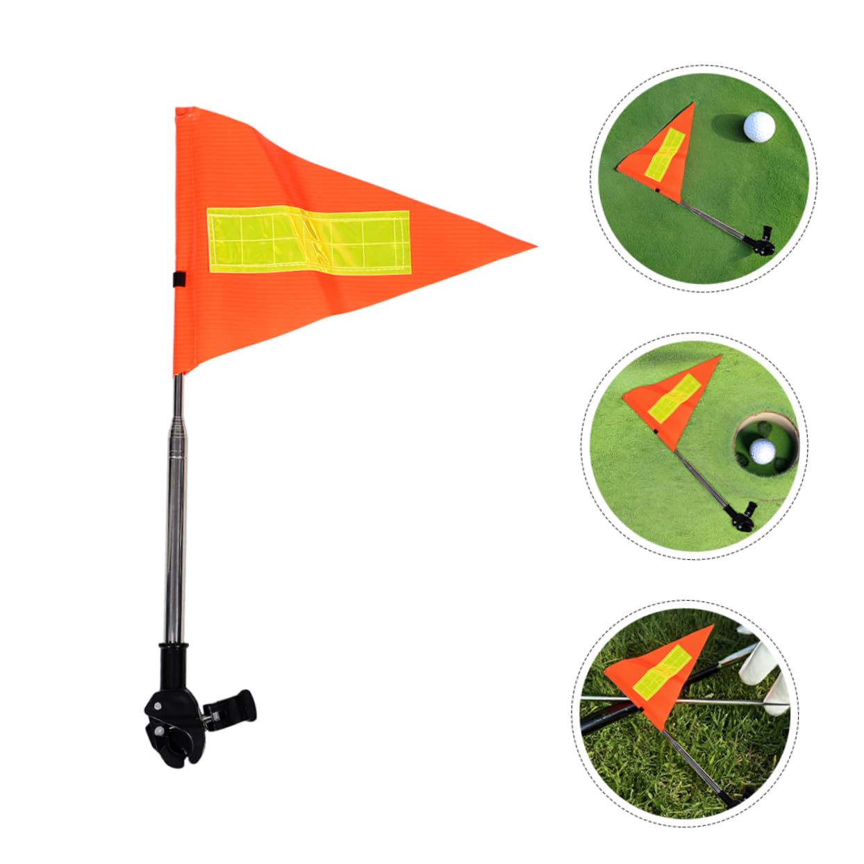 BESPORTBLE 2pièces Drapeau pour Voiturette avec Mât Réglable Et Design Réfléchissant Haute Visibilité pour Sécurité Extérieure