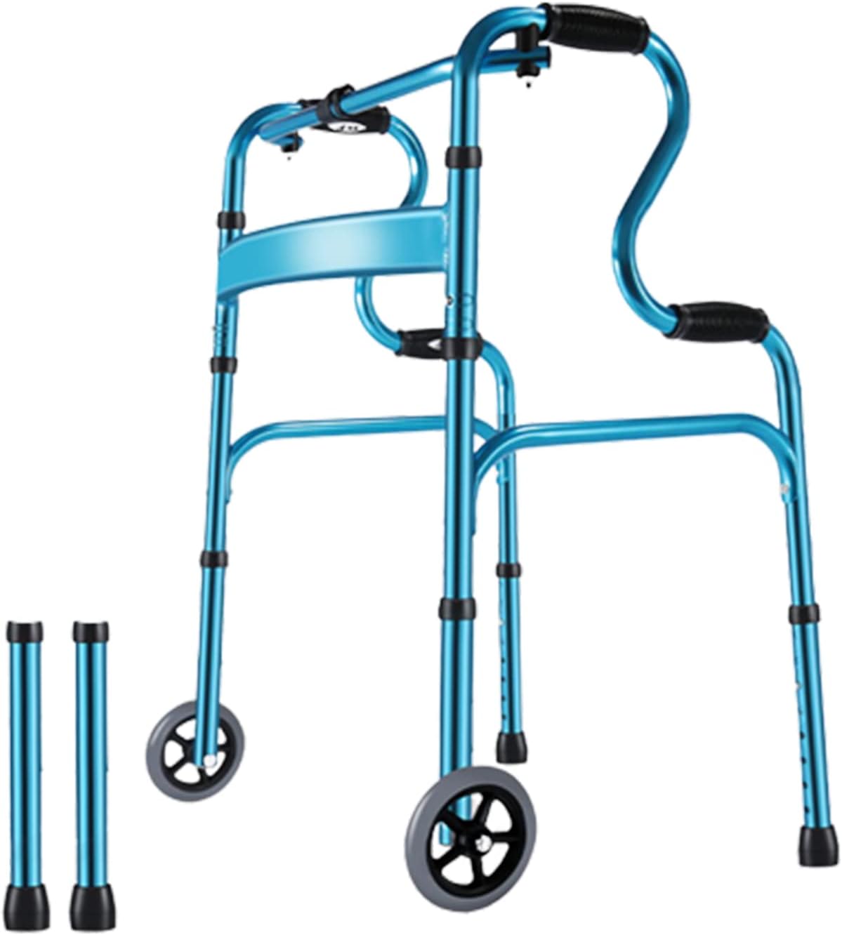 GUNDAN Folding Lightweight Walking Frame Aluminium 2 Wheel,Rollator For Seniors Handicapped,Height Adjustabley Aid(Color:grey) (Blue+wheels)