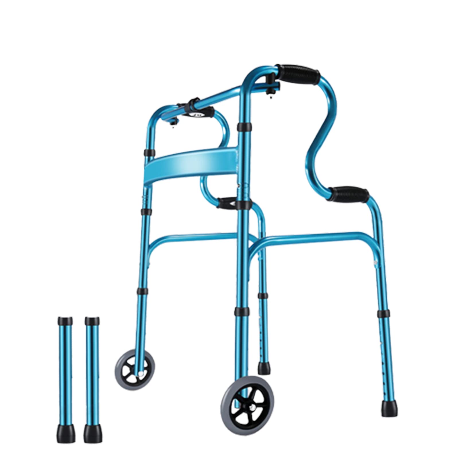 GUNDAN Folding Lightweight Walking Frame Aluminium 2 Wheel,Rollator For Seniors Handicapped,Height Adjustabley Aid(Color:grey) (Blue+wheels)