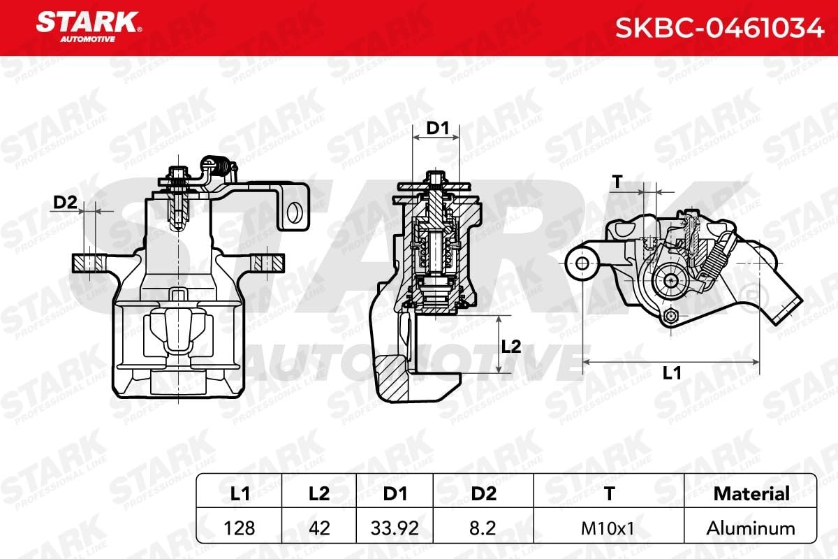 STARK SKBC-0461034 Bremssattel Bremszange Hinten Links Hinten Kompatibel mit HYUNDAI i30 GD 58400A6300 58311A6A31 58311A6A30