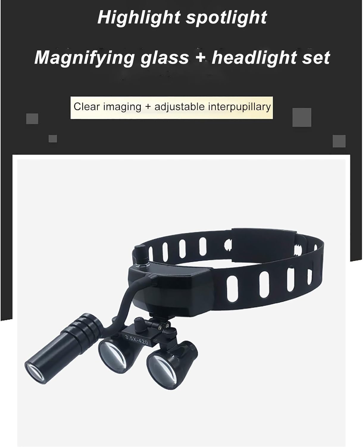 Lupy Chirurgiczne 3,5 X 420 Mm Z Lupami Led, Okulary Stomatologiczne Z Oświetleniem, Przenośne Okulary Stomatologiczne, Lampka Czołowa Do Zabiegów Chirurgicznych, One Color, 3.5X+light
