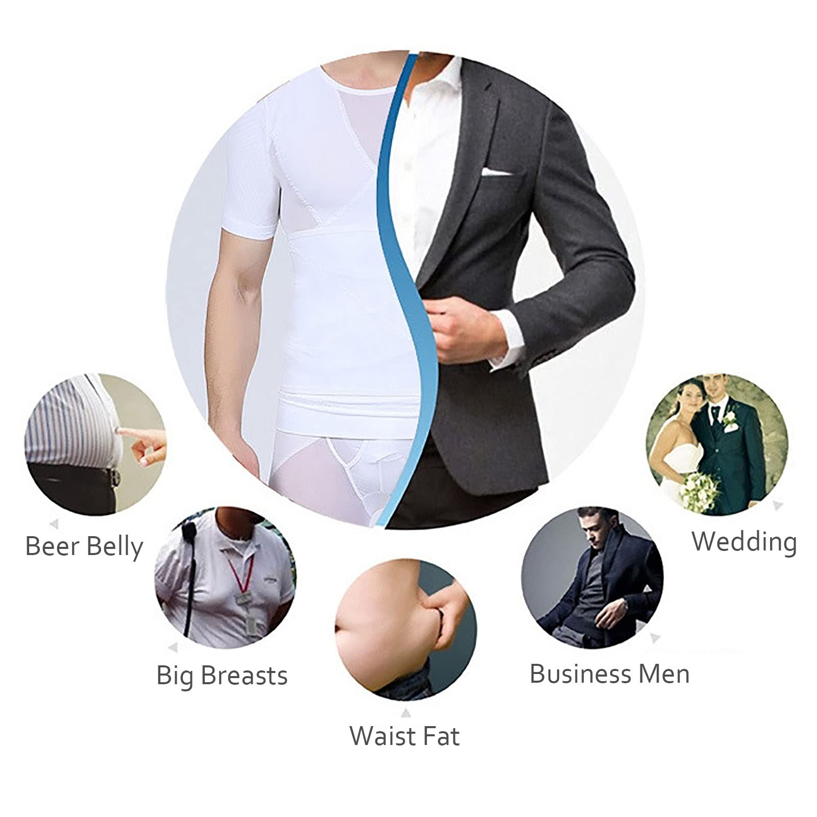 G&F Shapewear Herren Kompressionsshirt Figurformende Bauchweg Unterhemd Body Shaper für Männer(Size:L,Color:Schwarz)