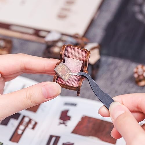 Miniatura 7 de Cutefun Kits de rincón de libros para adultos, rompecabezas 3D con luces LED, casa de muñecas de madera, kit de casa en miniatura para