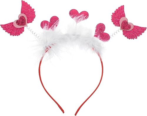 LUOZZY Valentine Headband Rose Red Heart Headband Valentine Angel Wing Heart-Shaped Headpieces Valentines Day Hair Accessories