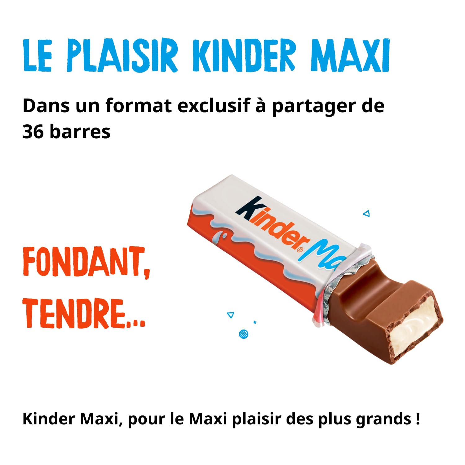 Kinder Maxi – batonik czekoladowy z sercem z mlekiem z masy cukrowej powleczonej czekoladą Kinder – smak masy cukrowej i smakoszy – format rodzinny – 36 batoników