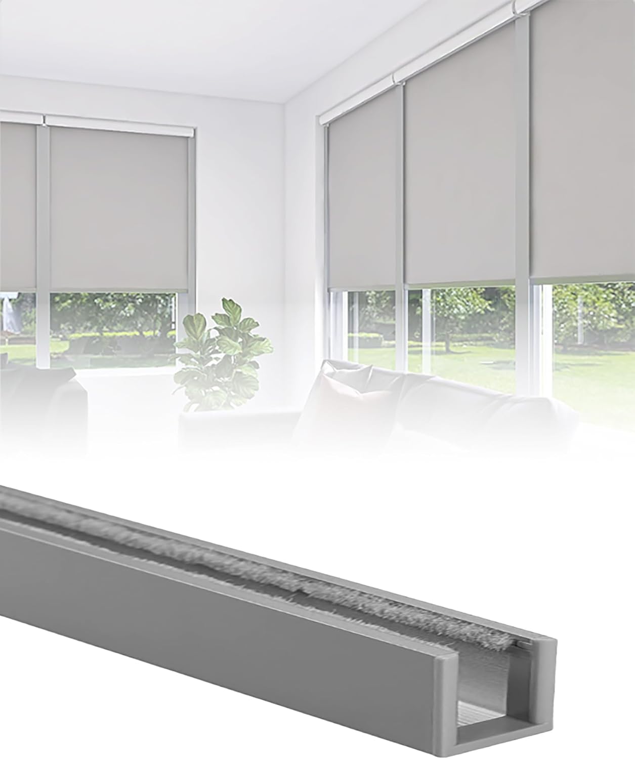 Aluminium Alloy Blackout Blinds Side Rail U-Channel Light Blockers, Window Shade Gap Blockers for Bedroom & Nursery - 80cm (31.5in) Light-Blocking Solution