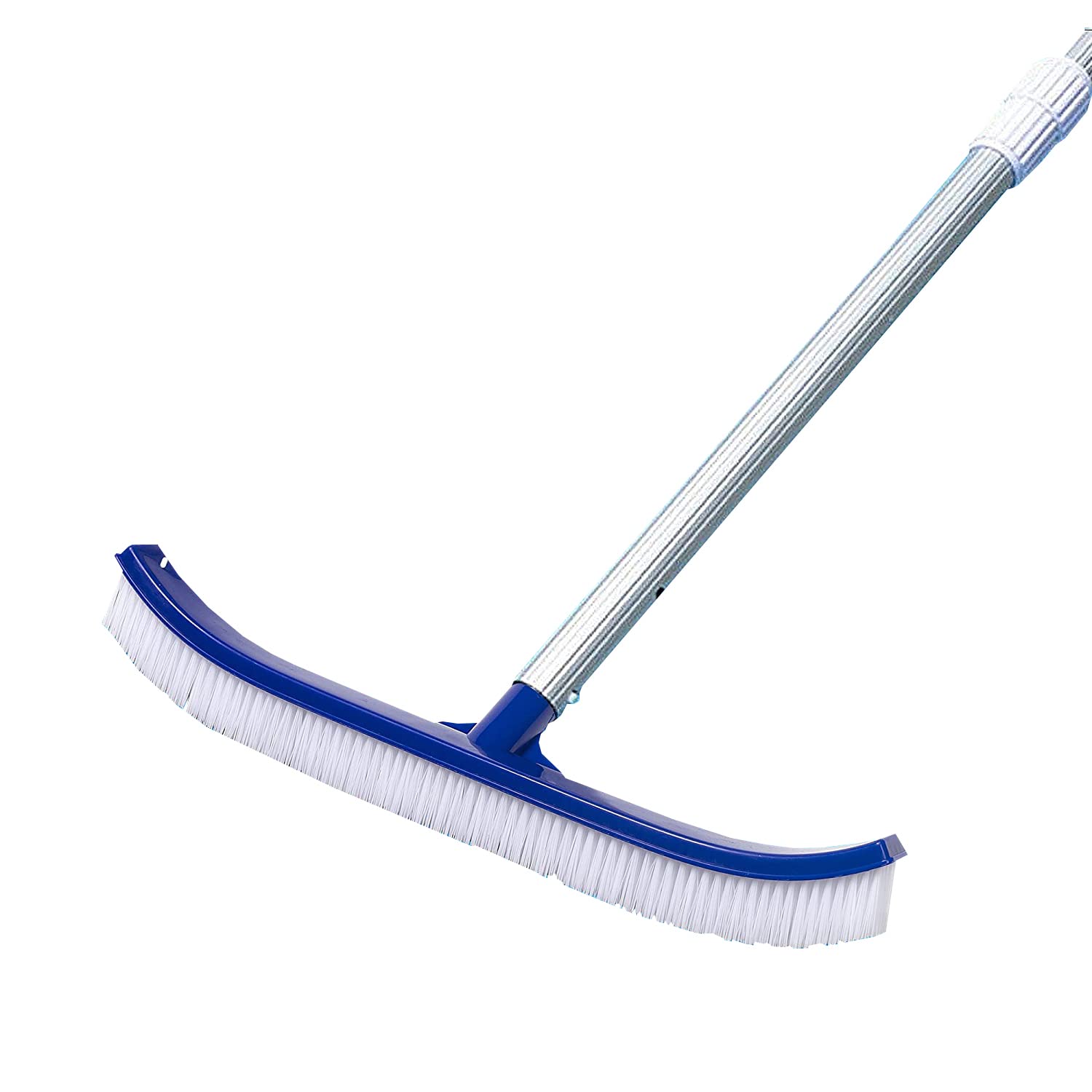 Brosse de piscine robuste de 45,7 cm avec clips EZ et extrémités incurvées – Nettoyeur de mur, carrelage et sol pour piscines creusées et hors sol – Tête large, poils durables, s'adapte aux poteaux
