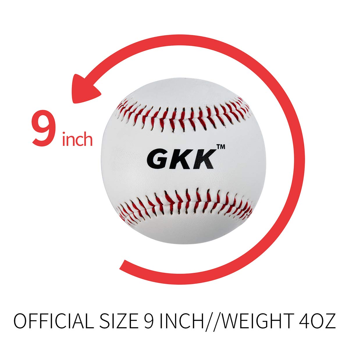 GKK Paquete de 12 pelotas de béisbol de entrenamiento de 9 pulgadas TeeBall de béisbol de seguridad para jóvenes/niños de béisbol suave, bateo, campo, golpear, lanzar, práctica (una docena)
