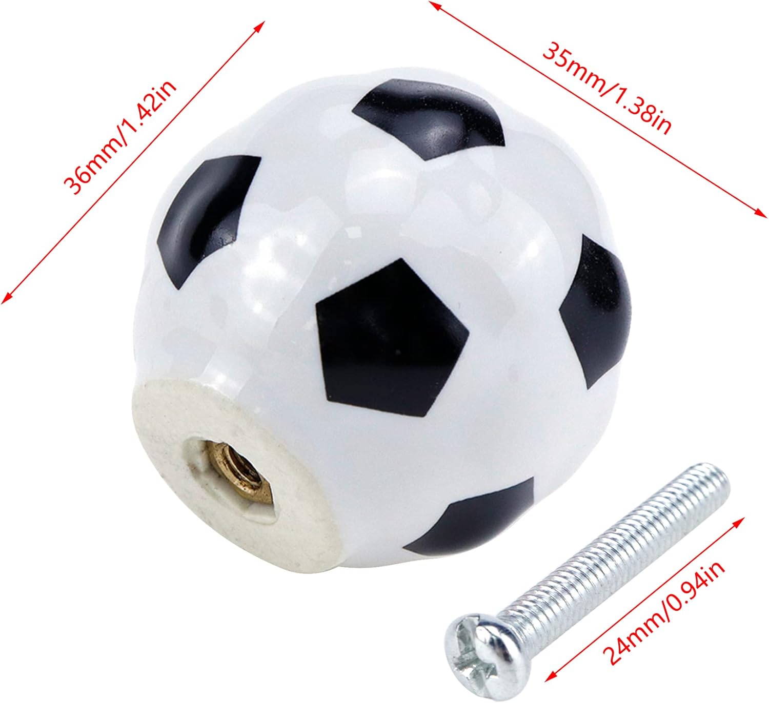 2pcs Soccer Ball Cabinet Knobs Cartoon Ceramic Knobs Drawer Knobs Home Decor Knob for Dresser Cupboard Wardrobe 35mm/1.38in