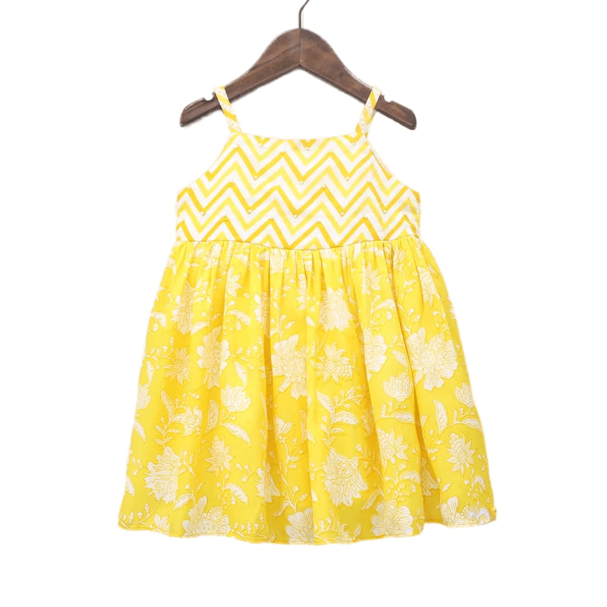Leons FabGirl's Yellow Colour Printed Fit & Flare Dress|| Frock (5-6 Years)