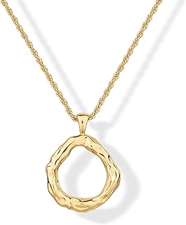 14K Gold Plated Dainty Statement Pendant Necklaces for Women - Hammered ...