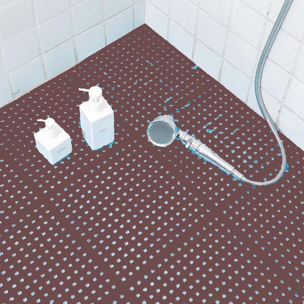 Bathroom Mat, Interlocking Rubber Floor Tiles Soft PVC Non-Slip Tile Splicing Shower Mat Outdoor Cushion Mat for Bathroom, Deck, Drain, Pool, Patio, Balcony (Brown,10Pcs/30x30cm)