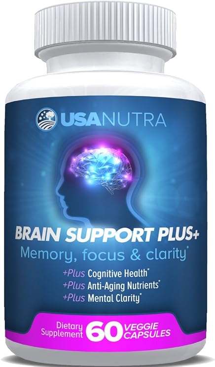 Brain Support Plus for Memory and Focus, Supports Healthy Short Term and Long Term Memory, 1000mg per Day, Made in the USA