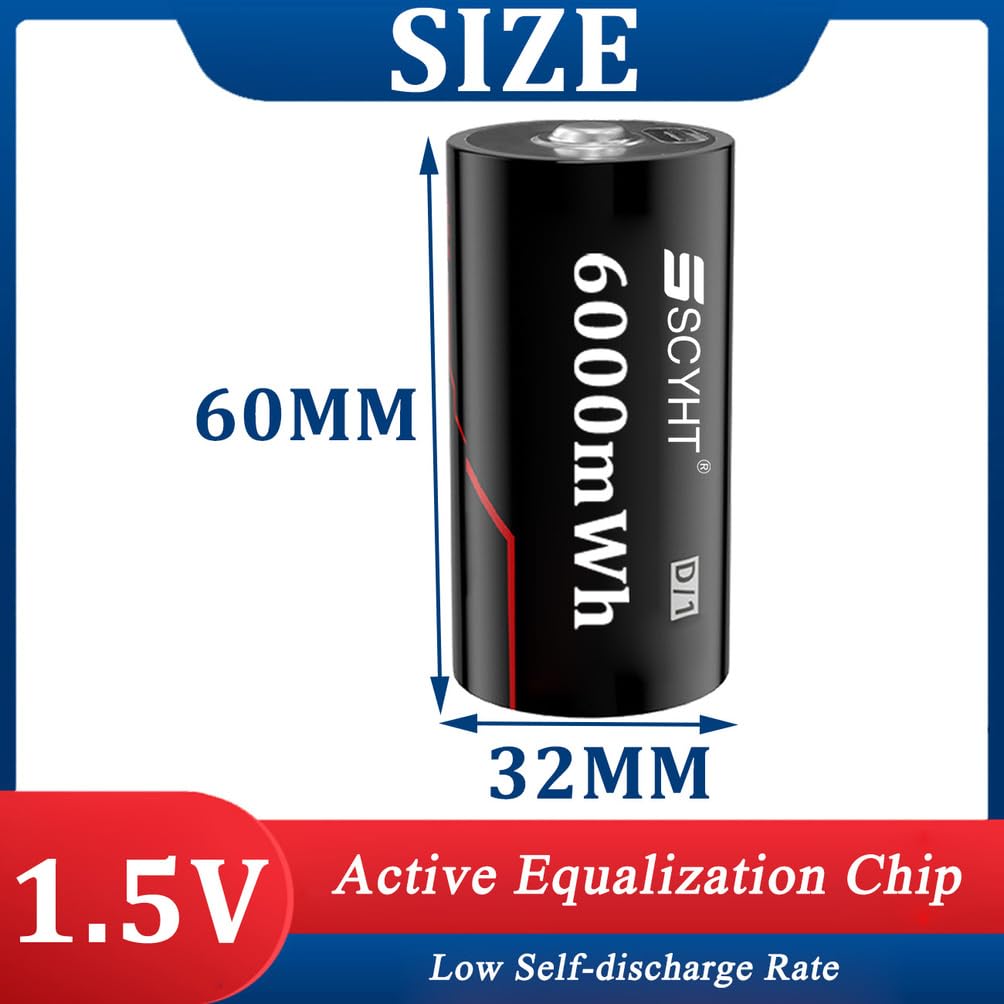 Batteria agli ioni di litio 1,5 V Batteria ricaricabile 6000 mWh Batterie al litio con cavo di tipo C per torce elettriche, dispositivi domestici e ufficio,1.5v6000mwh 4pack