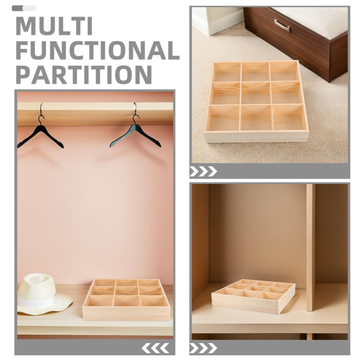 INOOMP Organizzatore Cassetto Multi-scomparto 2 Pezzi in Legno