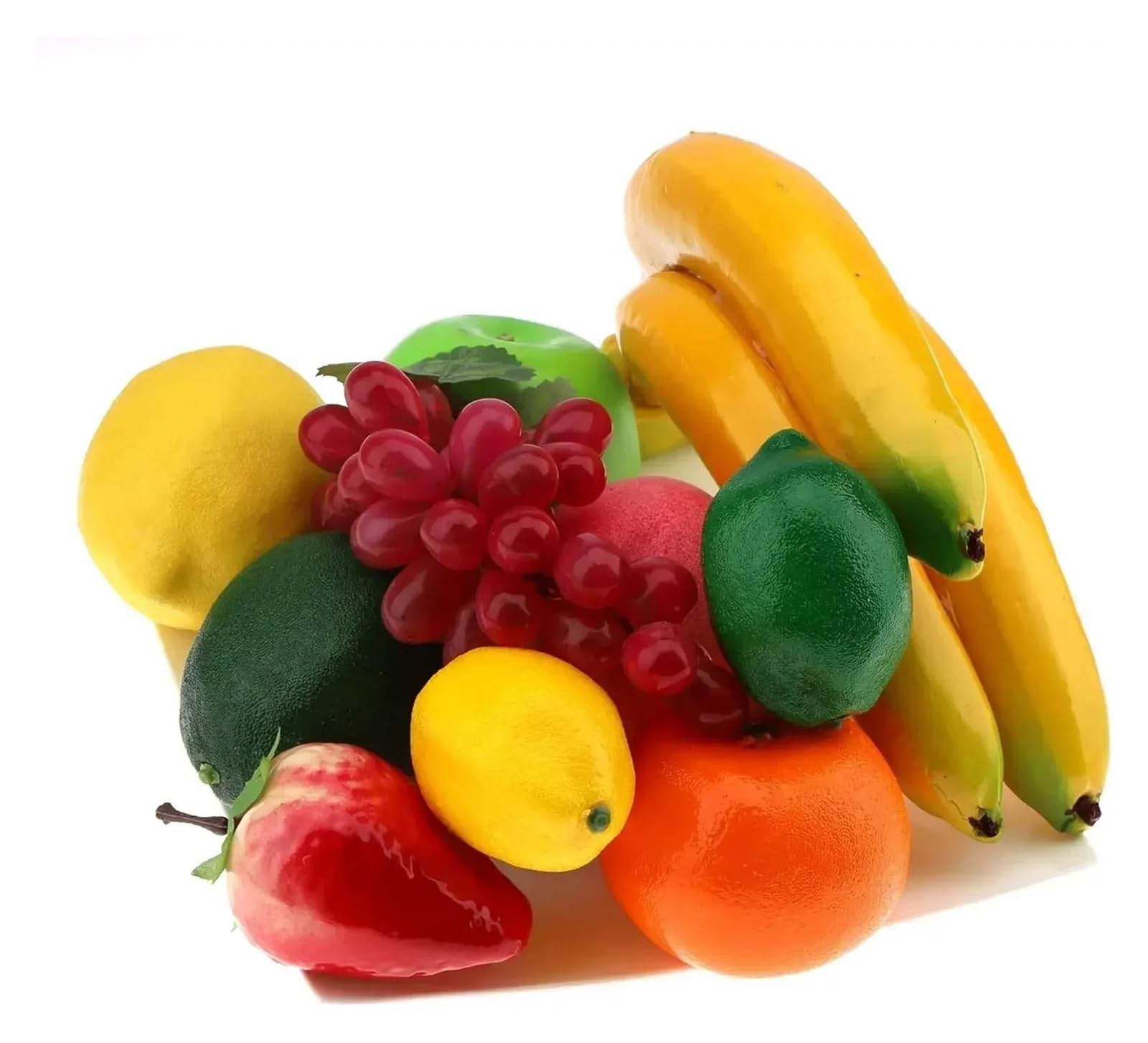 WUYXTO Artificial Fruits Set Decoration Home Pineapple Grape Strawberries Pear Oil Orange Lemon Wax Apple Banana Peach Combination For Party(Type A)