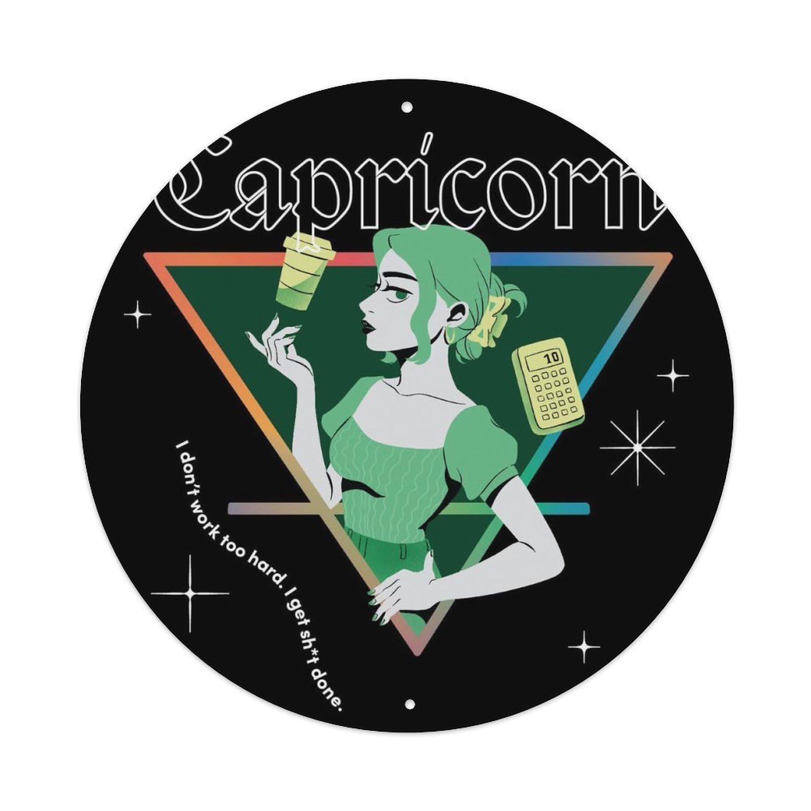 Constellations Poster Capricorn Zodiac Signs Vintage Metal Tin Sign Plaque Wall Decor for Cafe, Club, Garden Round Metal Poster 8x8Inch