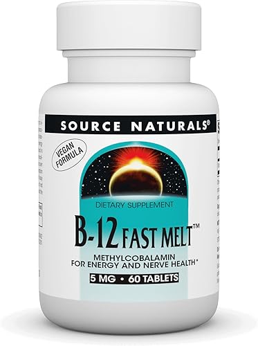 Source Naturals Vitamina B-12, 5 mg apoya la producción de energía - Fórmula vegana de fusión rápida 60