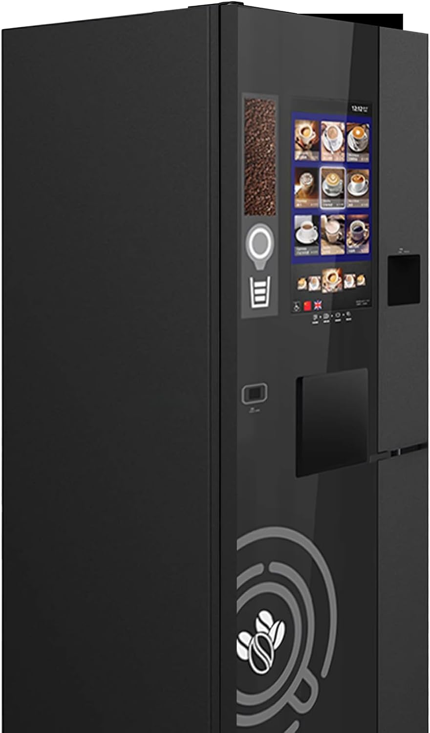 Smart Touchscreen Coffee Vending Machine - Self-Service with Coin/QR Code Payment, 20+ Fresh Ground Flavors, Lattes & Cappuccinos - Ideal for Offices & Public Spaces