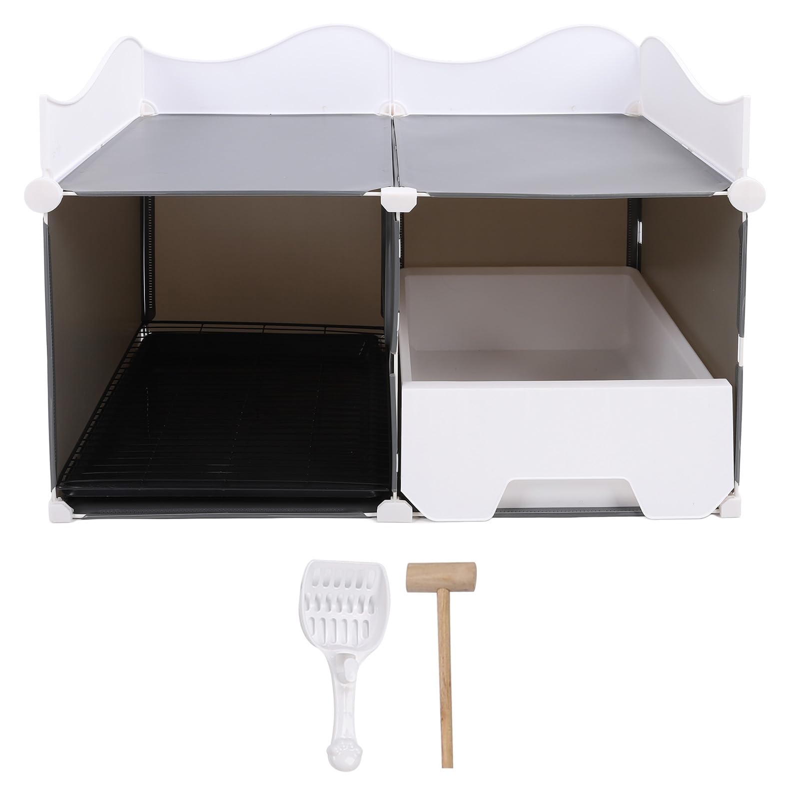 Geschlossene Katzenstreu Box mit Splash Guard Schublade | Mit Duft Kontrolle überdachte Wurf Box für Katzen im Innenbereich | Abnehmbarer Deckel Kitty Litter Box mit Matte, groß (Grau)