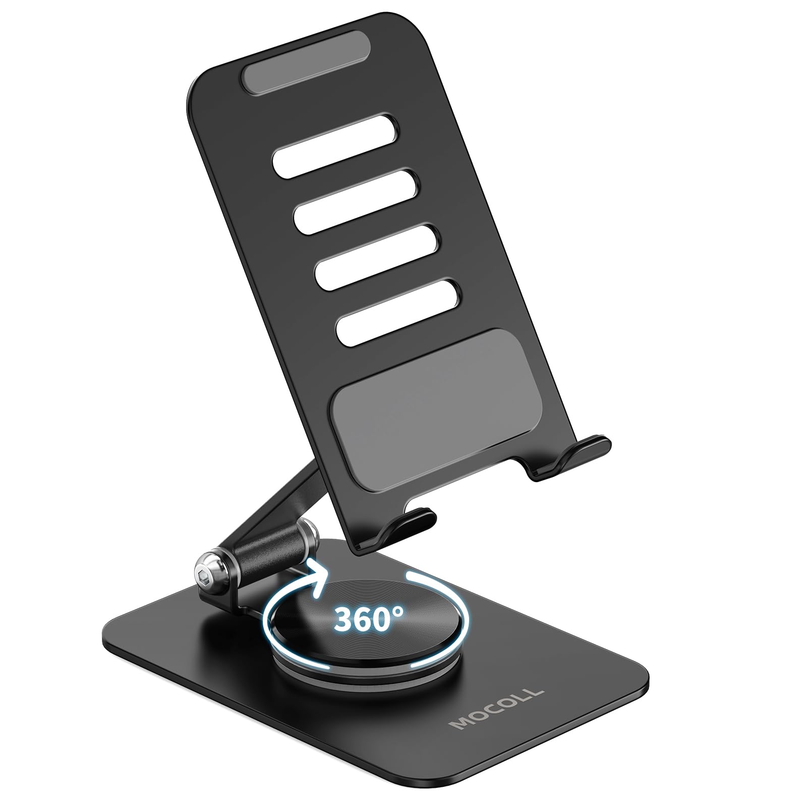 MOCOLL 360°Rotating Phone Stand for Desk, Adjustable Non-Slip 360 Swivel Rotation Cell Phone Holder for iPhone 16/15/14/13/12 Pro Max SE, Samsung