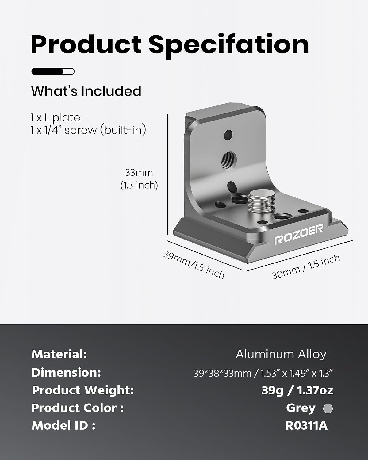 L-Shape Quick Release Plate for Insta360 X5/X4/X3 Osmo 360, Camera Cage Mount with for Arca and NATO-Rail Dual Interfaces | with 1/4 "-20 Expansion Holes