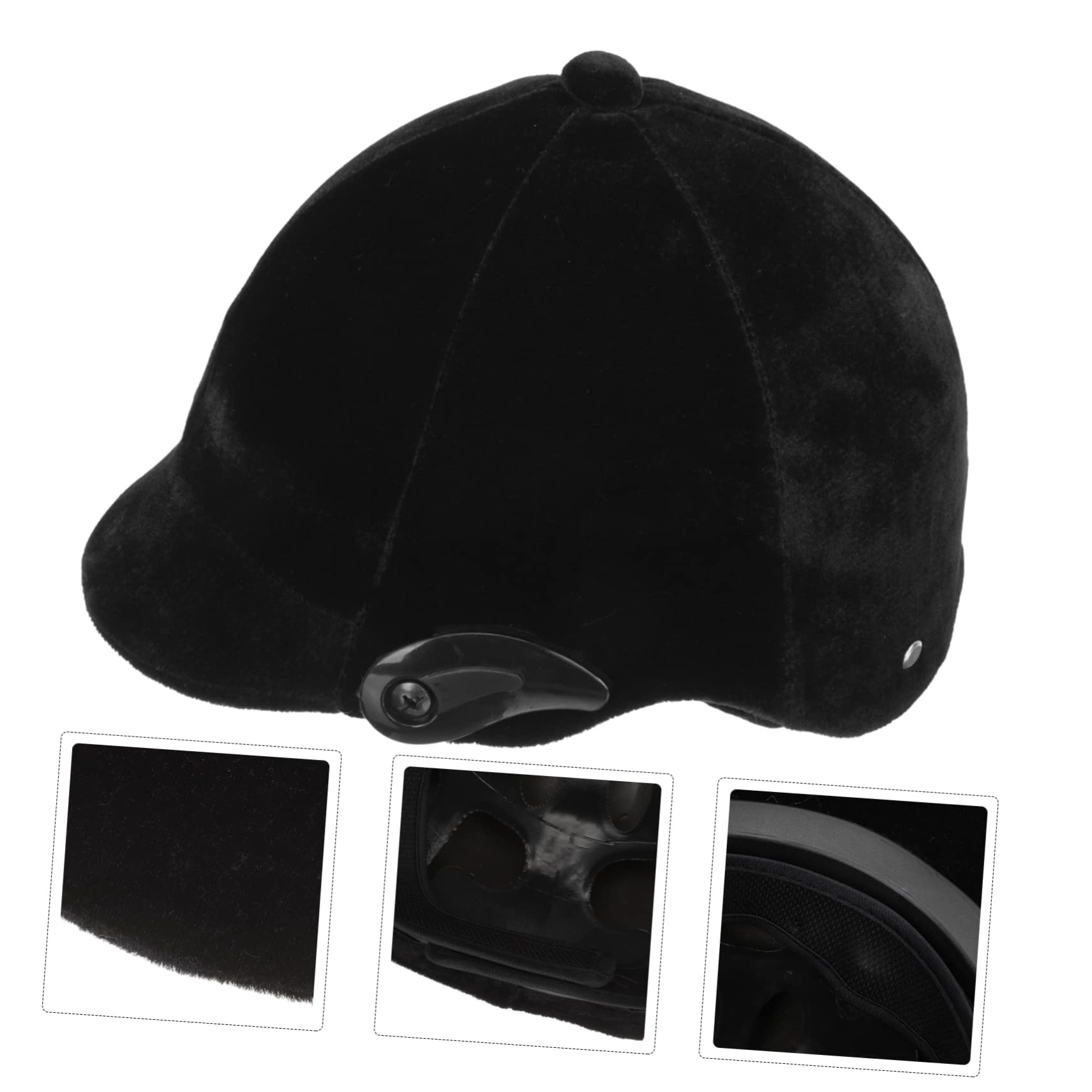 Alasum Casque D'équitation Respirant Noir Suédé Léger Protection Tête Ajustable pour Jeunes