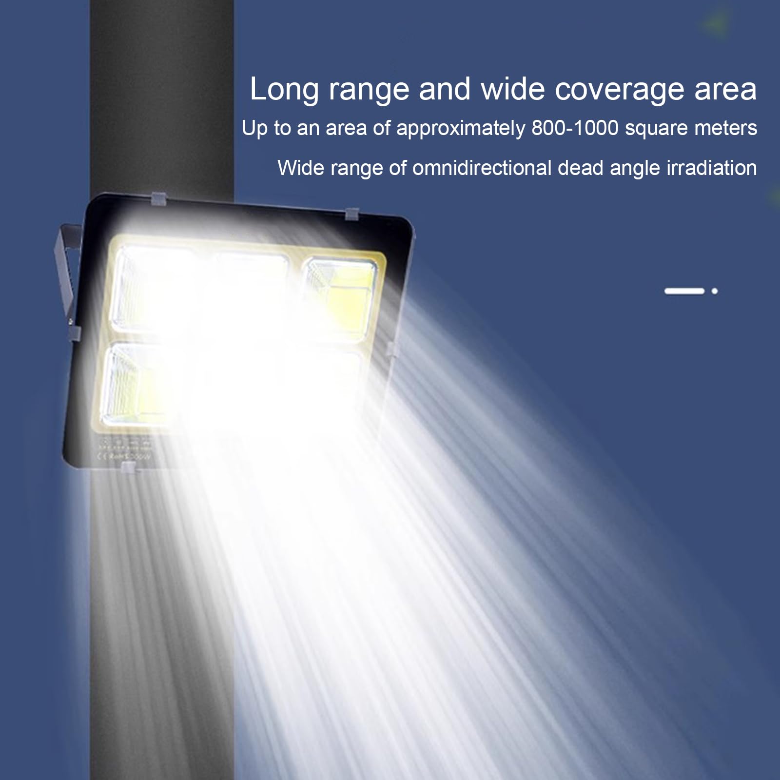 Lampy solarne zewnętrzne, Oświetlenie punktowe 150-1000㎡, 6000K Praca IP67 dla stodoły na stadionie Yard(100W)
