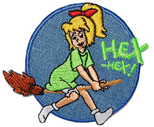 alles-meine.de GmbH Bügelbild - Bibi Blocksberg die kleine Hexe - 7,8 cm * 6,5 cm - Aufnäher gewebter Flicken/Applikation - für Kinder - Mädchen Jungen - Hexen Besen