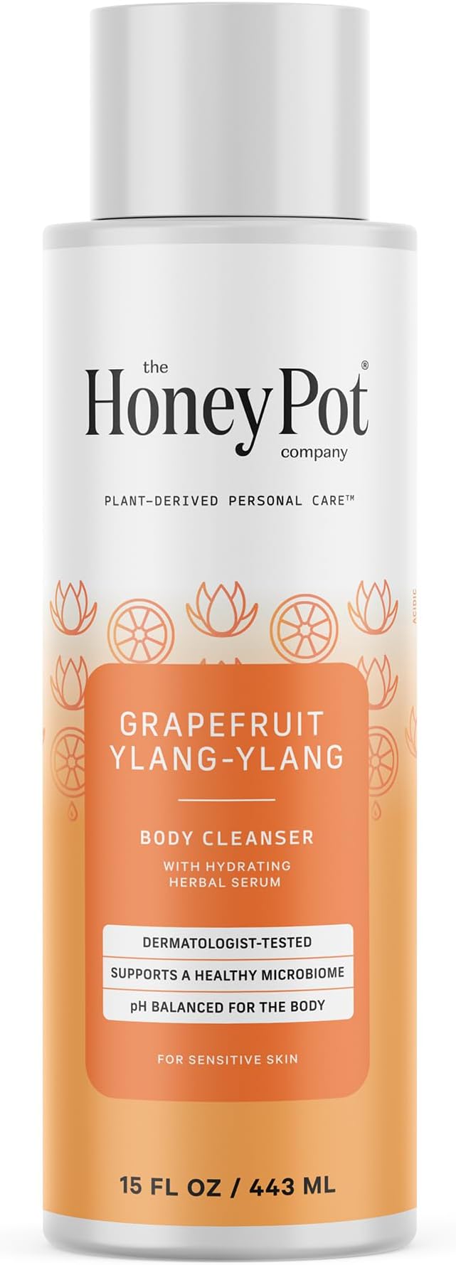 The Honey Pot Company - Body Wash for Women - Grapefruit Ylang Ylang | Hydrating Body Cleanser - Moisturize & Cleanse Skin - Free of Parabens & Sulfates - Plant-Derived Botanical Scents - 15 Fl Oz