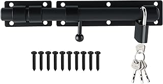 Alise 10 inch Barrel Bolt Latch, Slide Bolt Latch, Heavy Duty Solid SUS304 Stainless Steel Slide Lock for Wooden Fence,Barn Door,Interior or Outdoor Door Matte Black MST8100-B