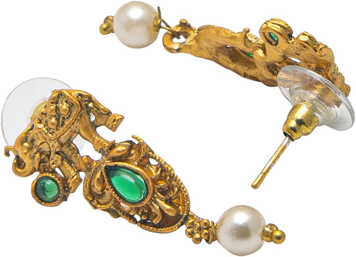 Bodha Traditional Indian Gold Plated Temple Jewellery Choker Necklace Set for Women