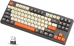 ATTACK SHARK M87 80% Wireless Gaming Keyboard,87 Keys Rainbow Lights TKL Mechanical Feeling SA PBT Keyboard for Mac/Win, Bluetooth 5.0/2.4Ghz Dual Mode Pc Keyboards for Office/Gaming Purple