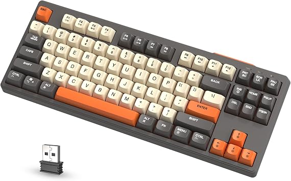 ATTACK SHARK Gaming Keyboard with Dual Mode Bluetooth 5.0/2.4Ghz TKL Mechanical Feeling Keyboard Mac,Rechargeable Anti-ghosting PBT 75% Wireless Bluetooth Keyboard Backlit for Office/Gaming-Glimmer