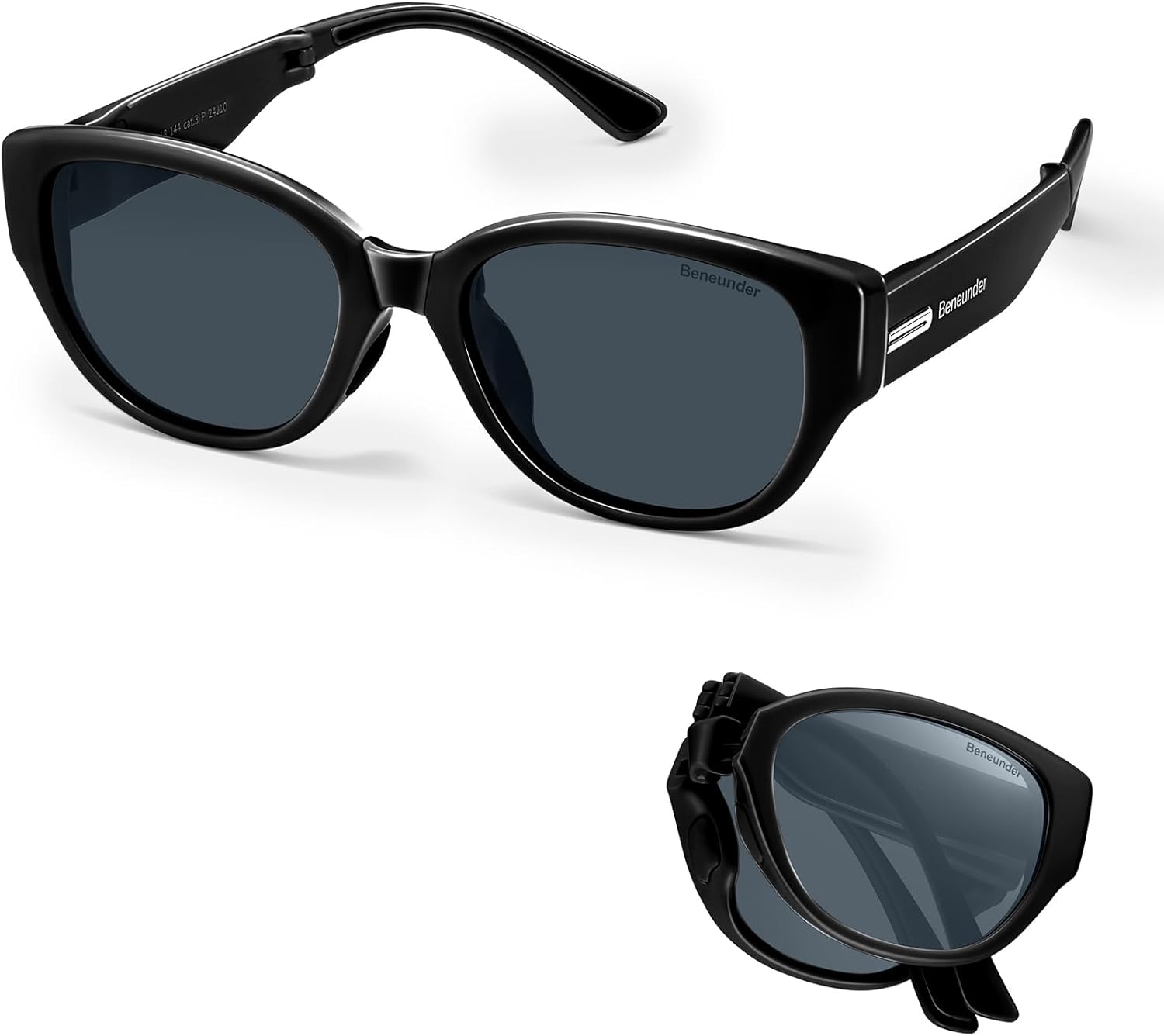 BENEUNDER Women's Polarized Sunglasses - UV400 Trendy Folding Lightweight Shades, Retro Classic Designer Style